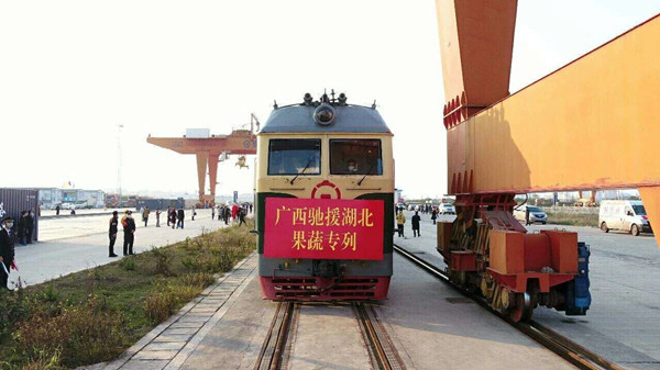 百色一號公司助力廣西援助武漢首發(fā)“愛心果蔬”專列